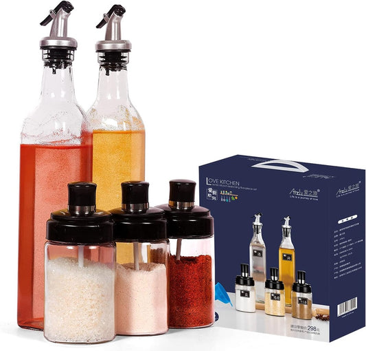 طقم زجاجات زيت وخل 5 قطع